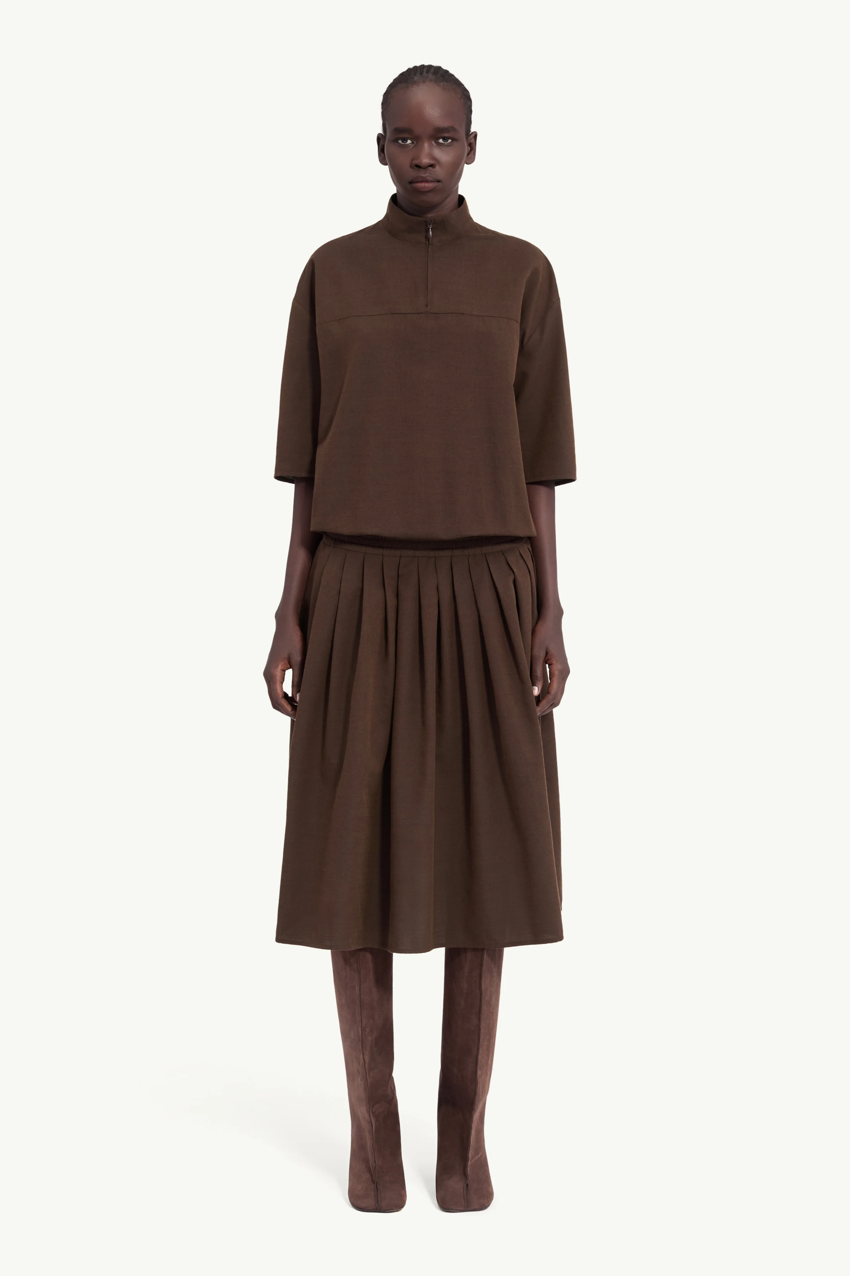 Wool shirting shirt dress - 1