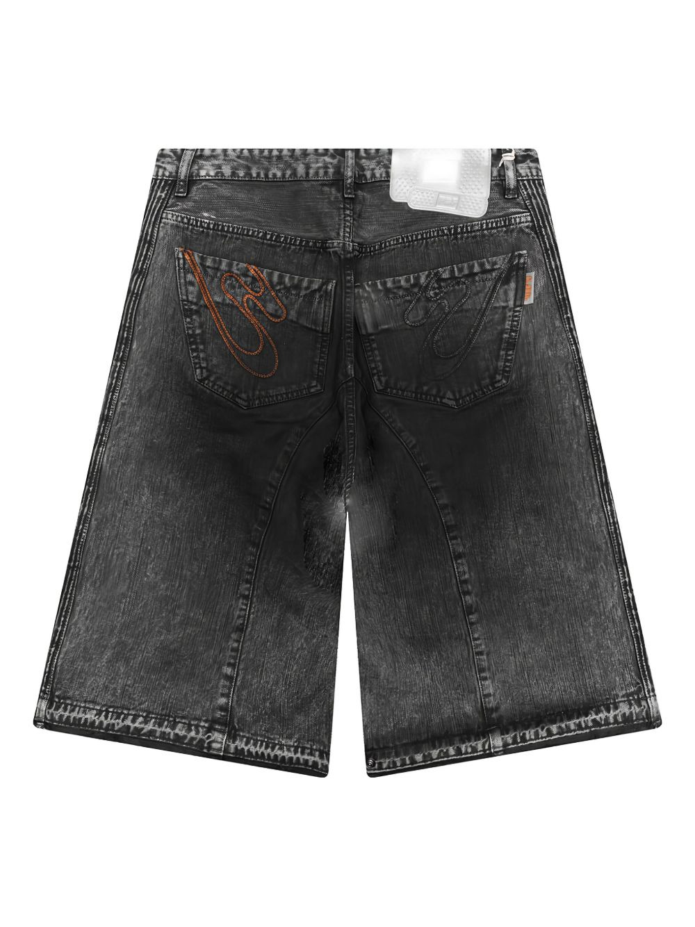 pleated-panel denim shorts - 5