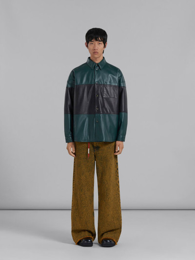 Marni GREEN COLOUR-BLOCK LEATHER SHIRT outlook