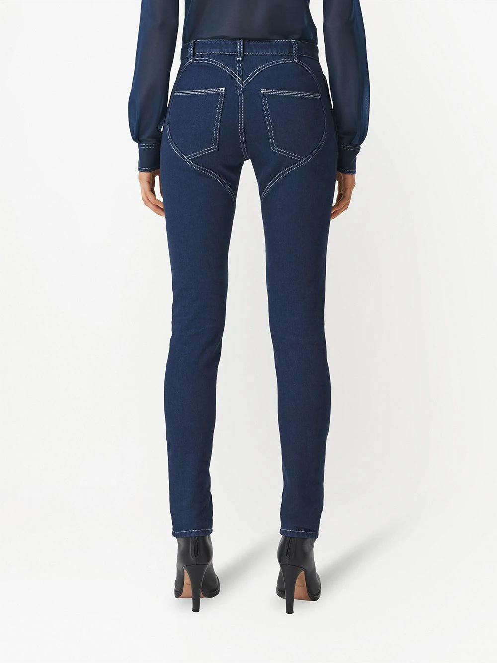 high-rise heart-motif skinny jeans - 4
