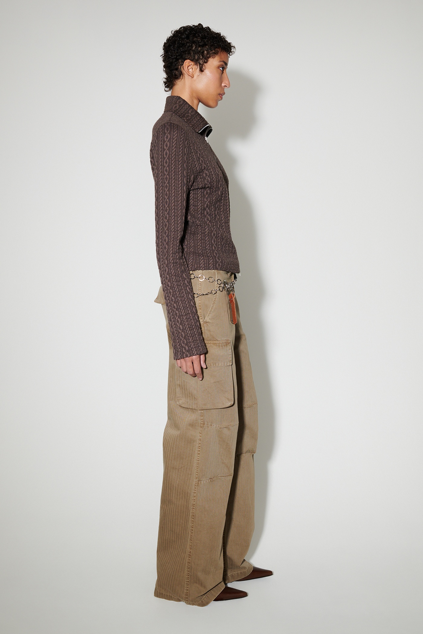 Slim Zip Longsleeve Indulgent Choco Cable Jacquard - 4