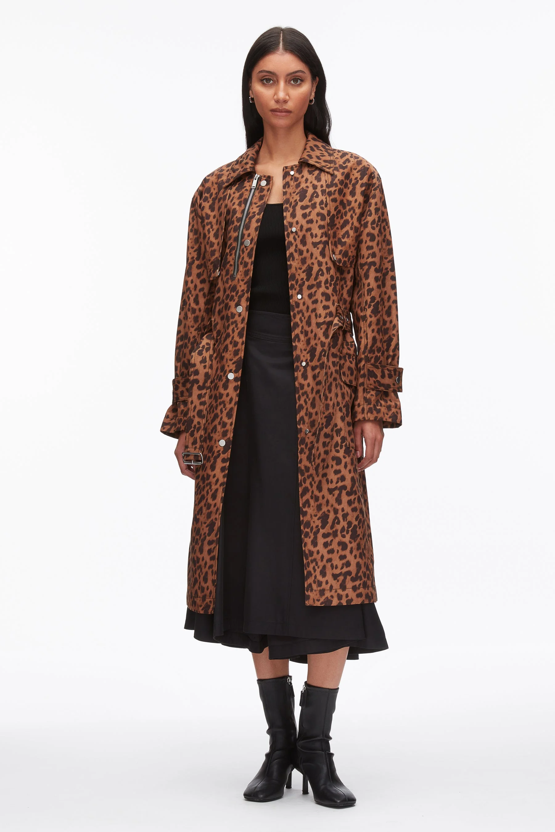 Leopard Print Trench Coat - 1