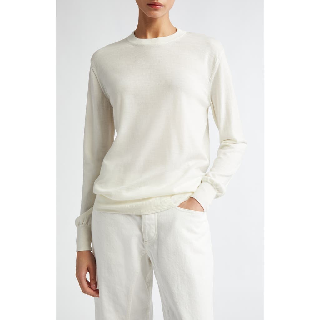 Jil Sander Superfine Merino Wool Crewneck Sweater in Natural at Nordstrom - 1