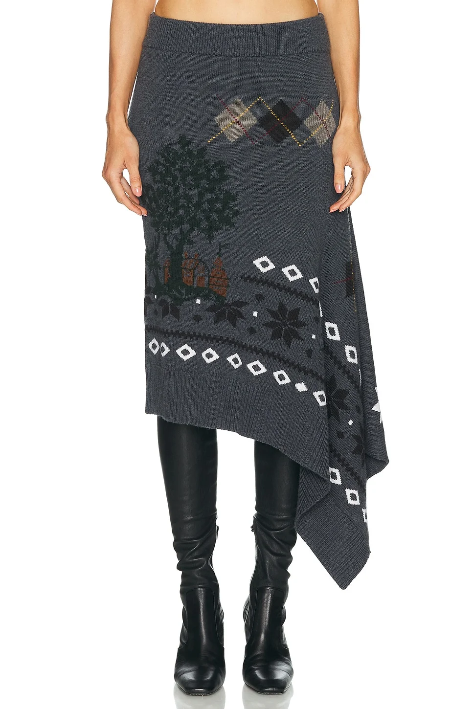 Mixed Fair Isle Midi Skirt - 1