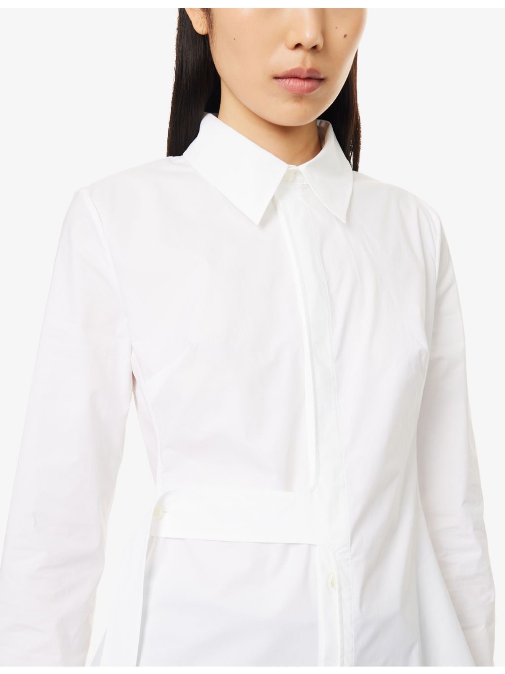 Strap-Trim Long-Sleeves Stretch-Cotton Shirt - 5