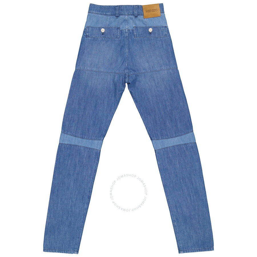 Kenzo Ladies Navy Blue Straight Faded Denim Jeans - 1