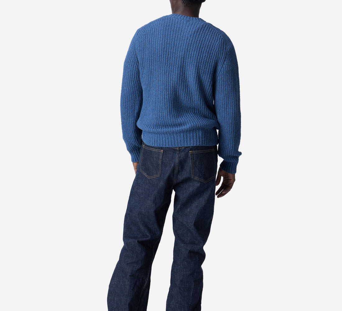 Cotton Crewneck Sweater - Lapis Boucle - 2