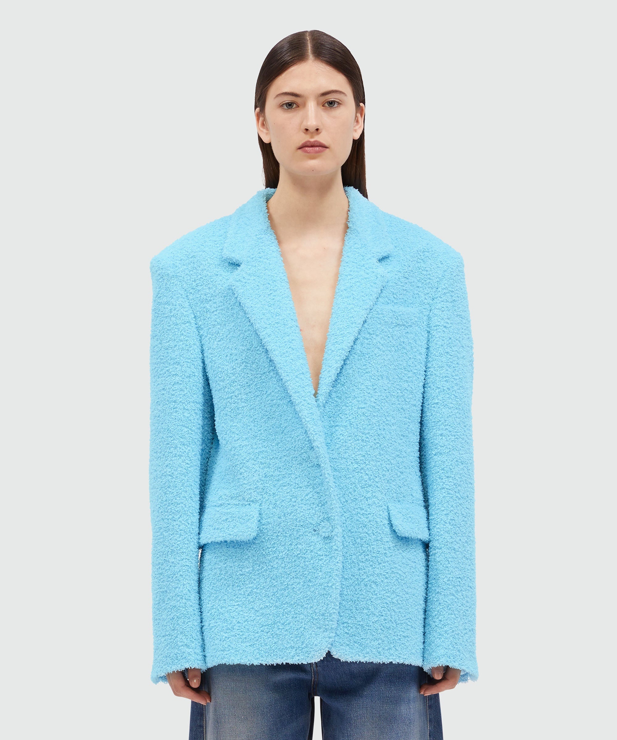 Light blue sponge-effect tweed jacket - 2