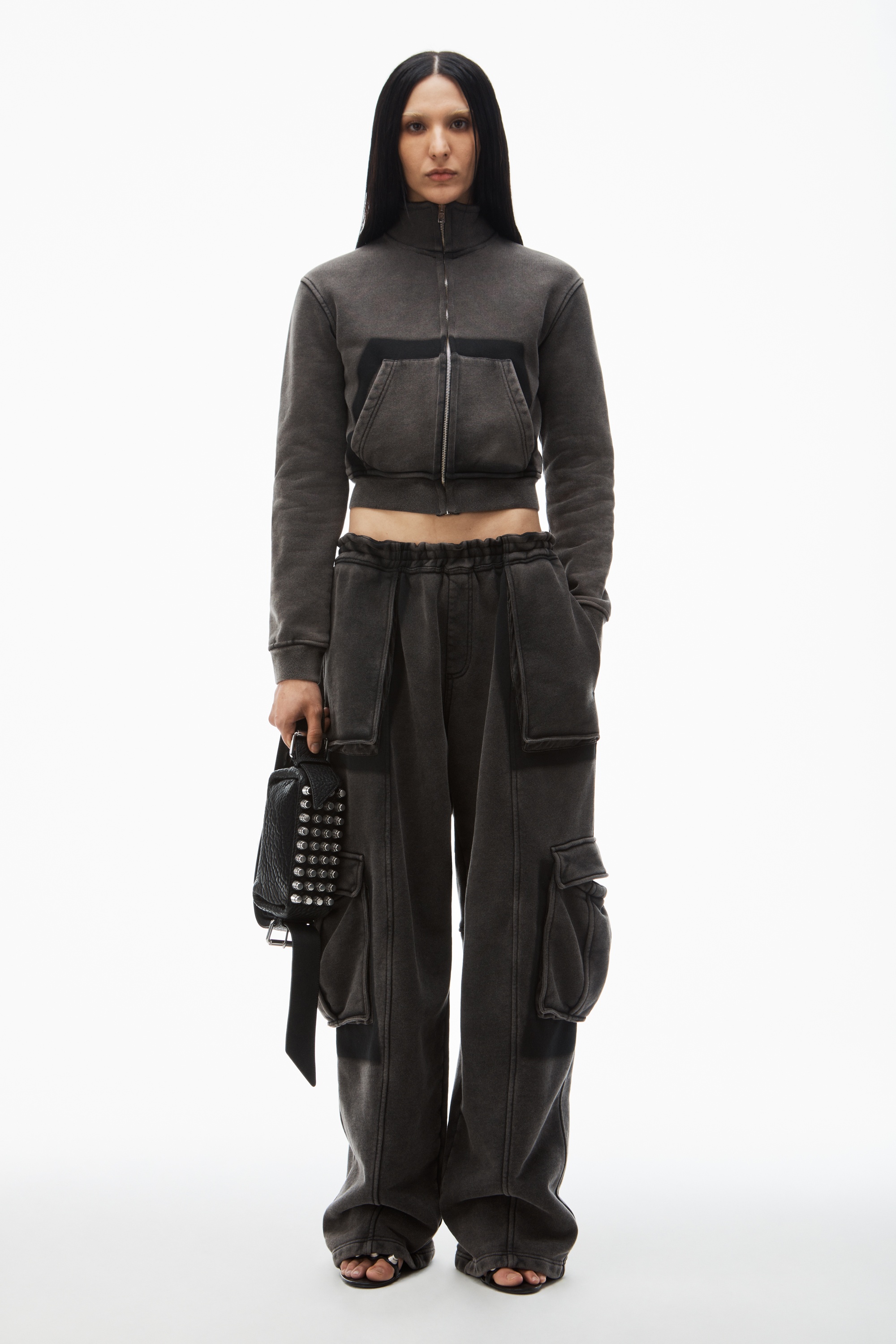 cropped zip-up jacket in cotton terry - 6
