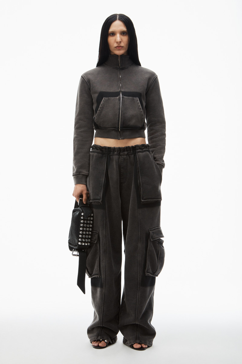 Alexander Wang cropped zip-up jacket in cotton terry outlook