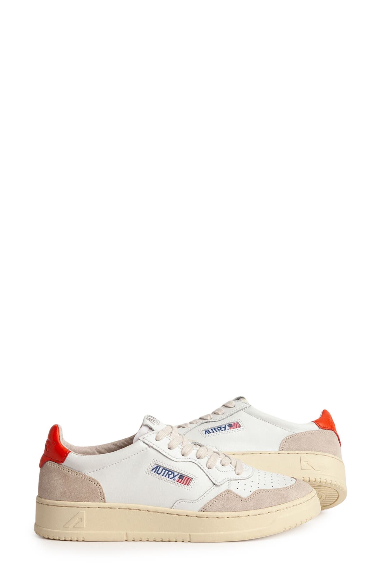 AUTRY Medalist Low Sneaker in White/Orange at Nordstrom - 7