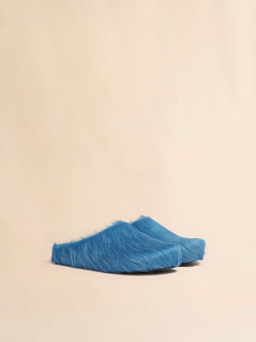 BLUE LONG HAIR CALFSKIN FUSSBETT SABOT - 2