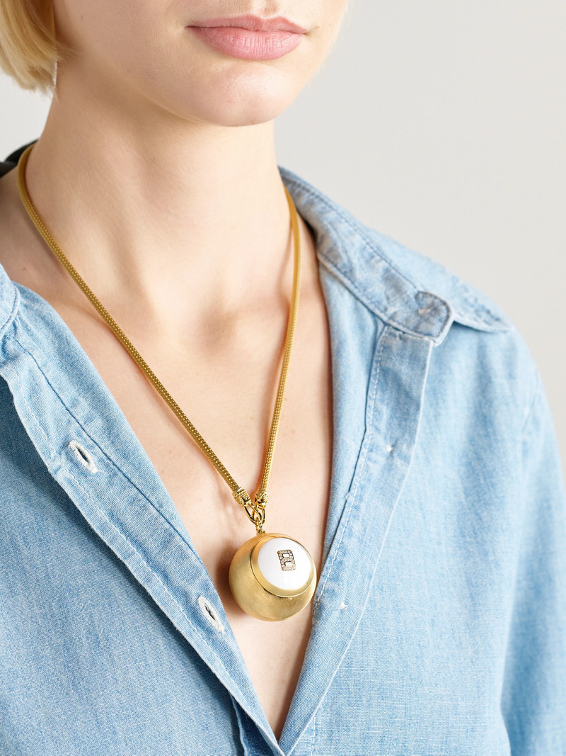 MARIE LICHTENBERG Magic Ball Indian 18-karat Gold, Enamel And Diamond Necklace outlook