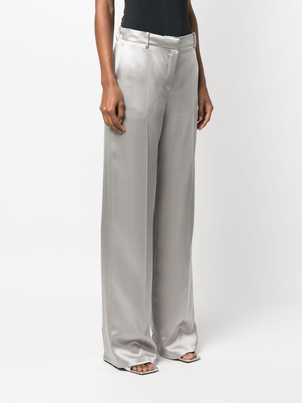 silk wide-leg trousers - 3