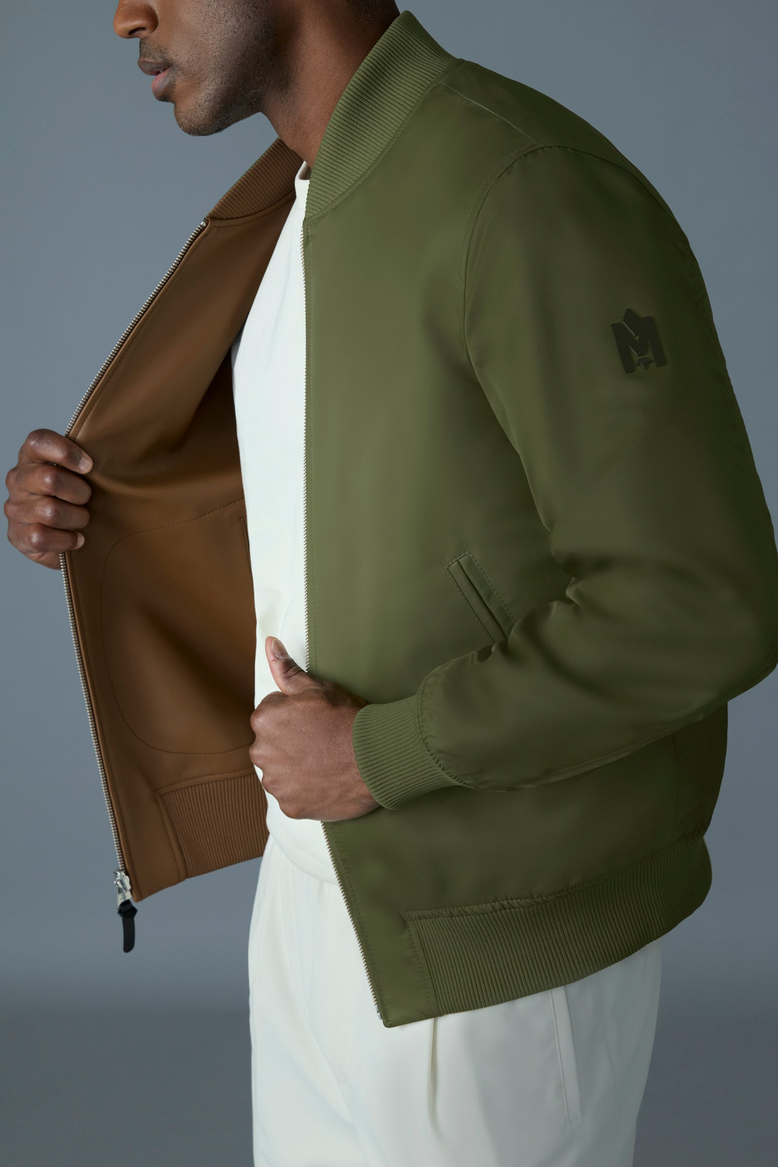 EASTON-SA 2-in-1 Reversible Leather Bomber Jacket - 5