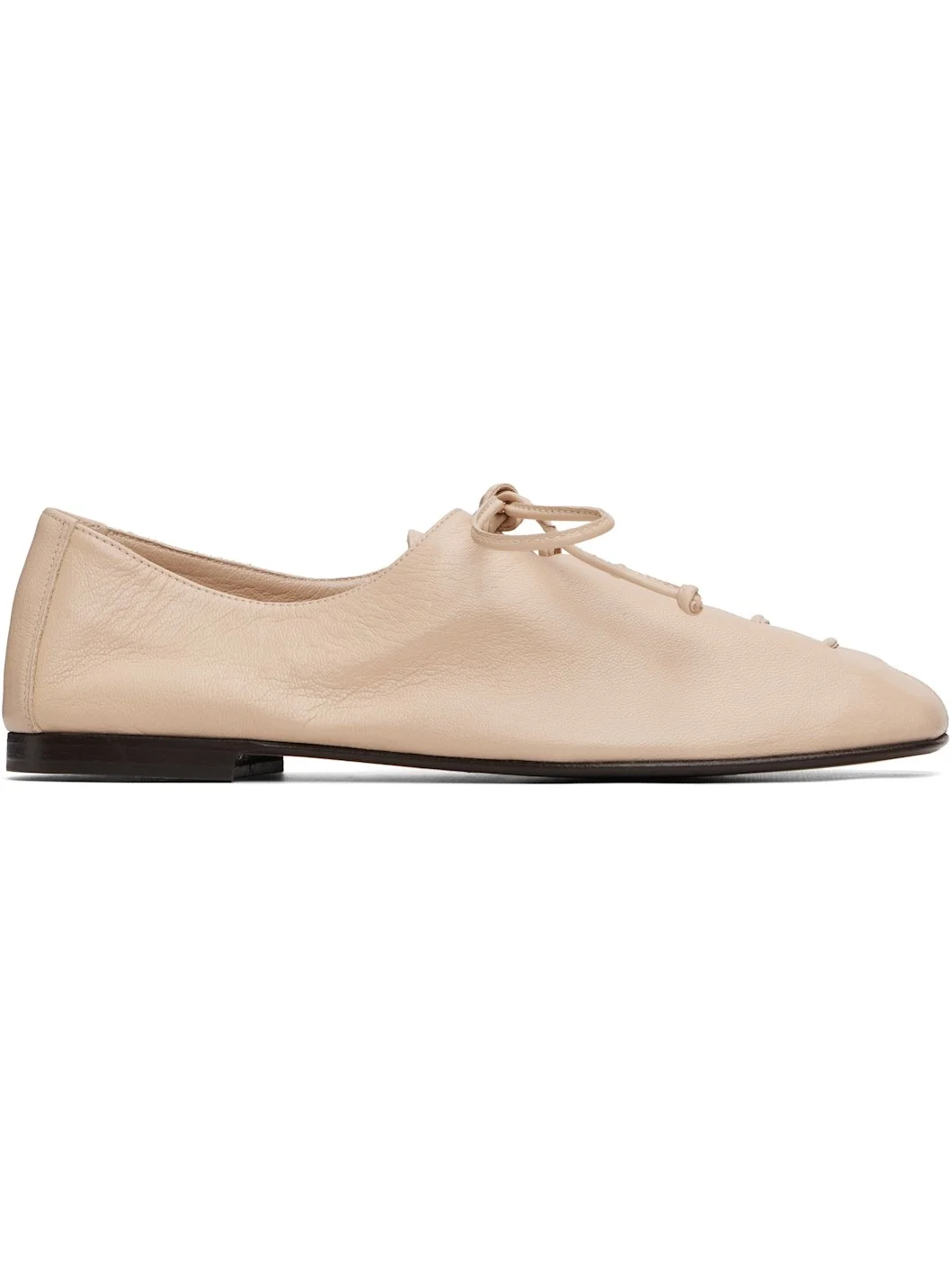 Beige Plegada Supple Shiny Loafers - 1
