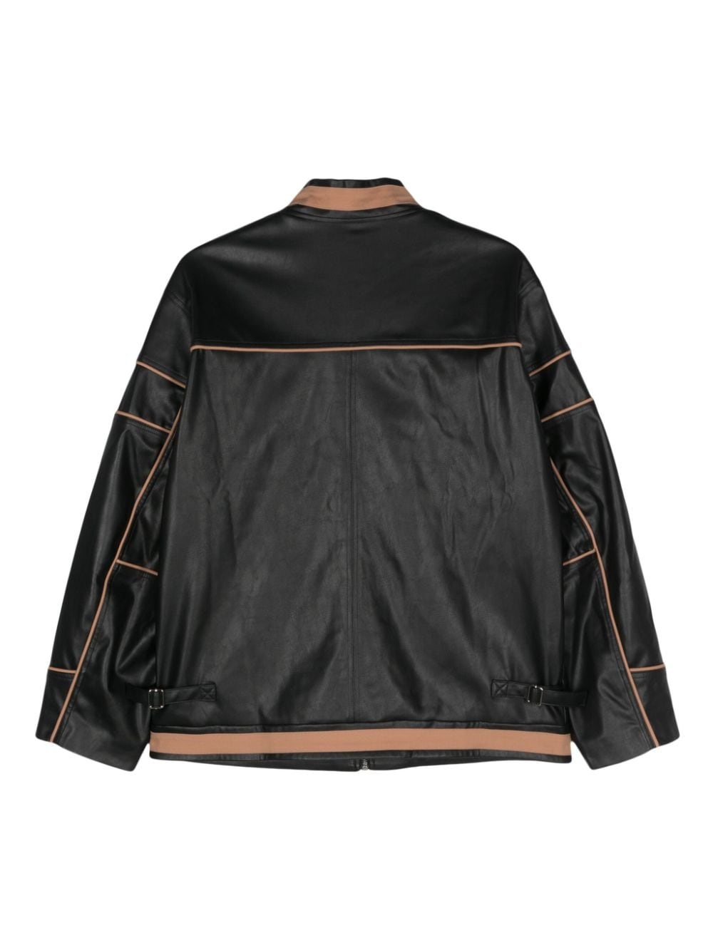 contrasting-trim biker jacket - 2