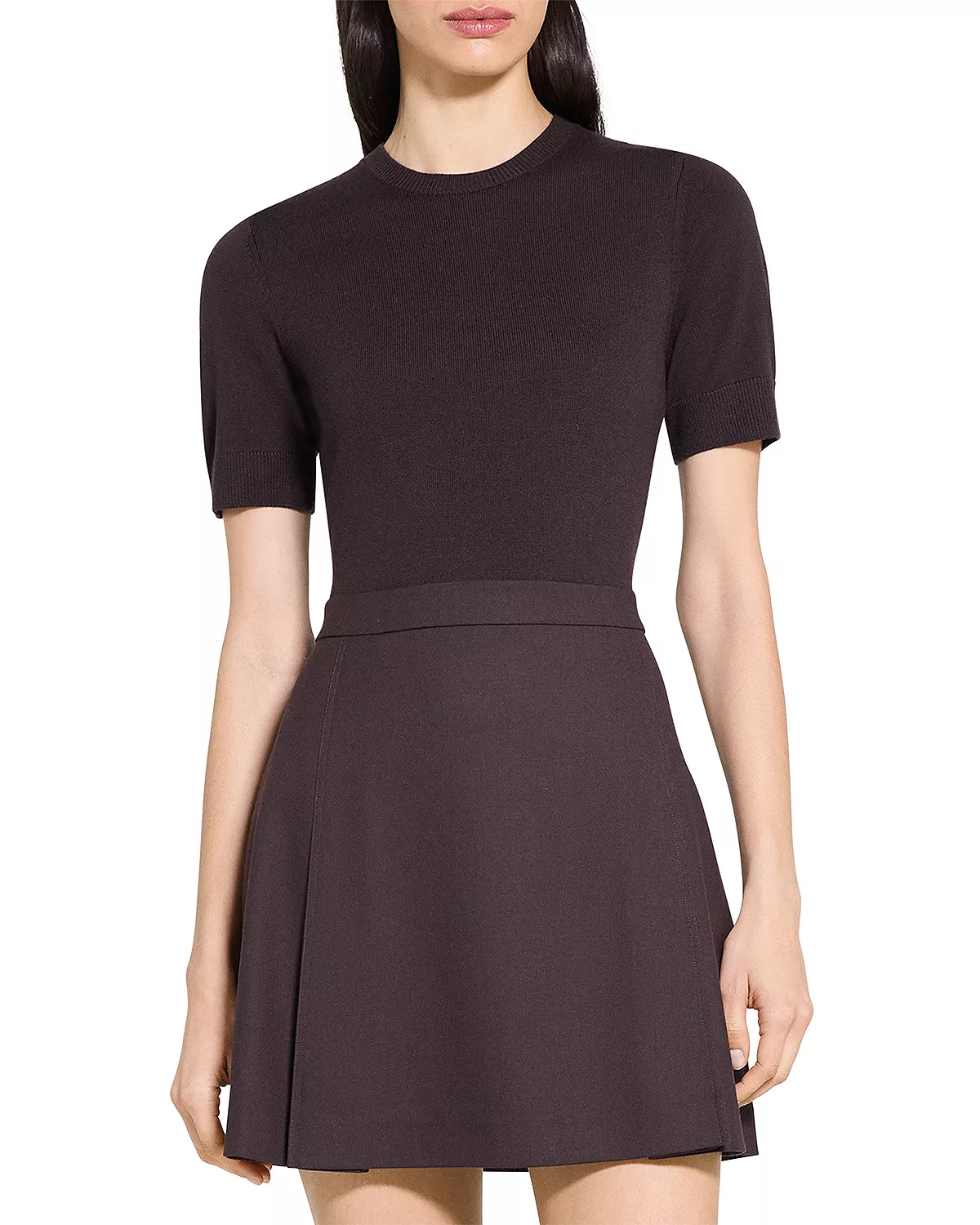 Deep Pleat Combo Mini Dress - 4