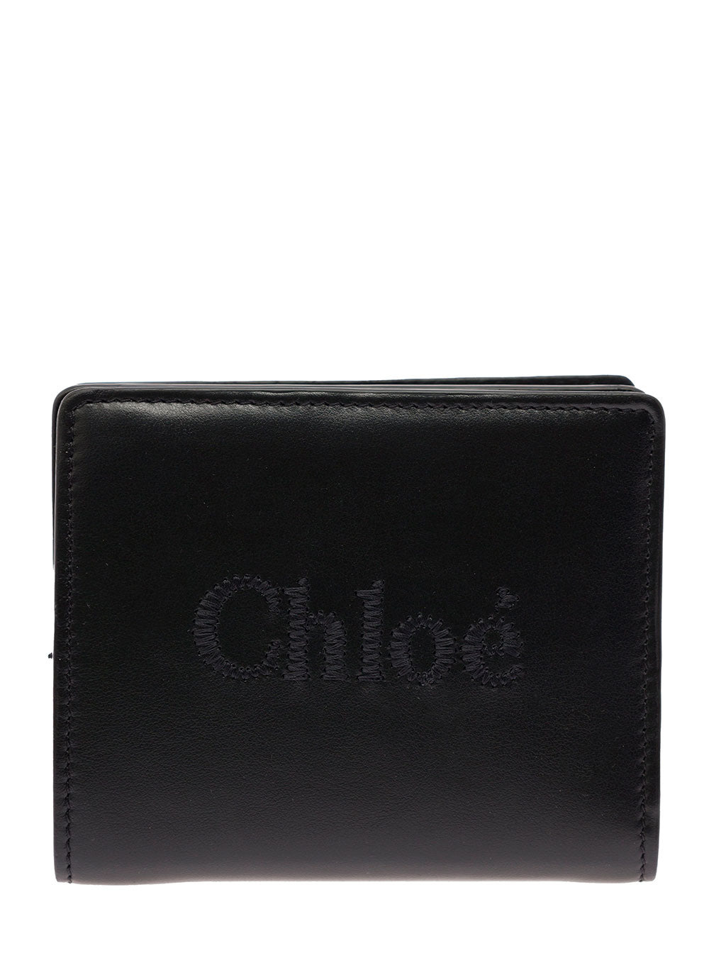 Chloé Women 'Sense' Black Bi-Fold Wallet With Tonal Logo Embroidery In Leather Woman - 4