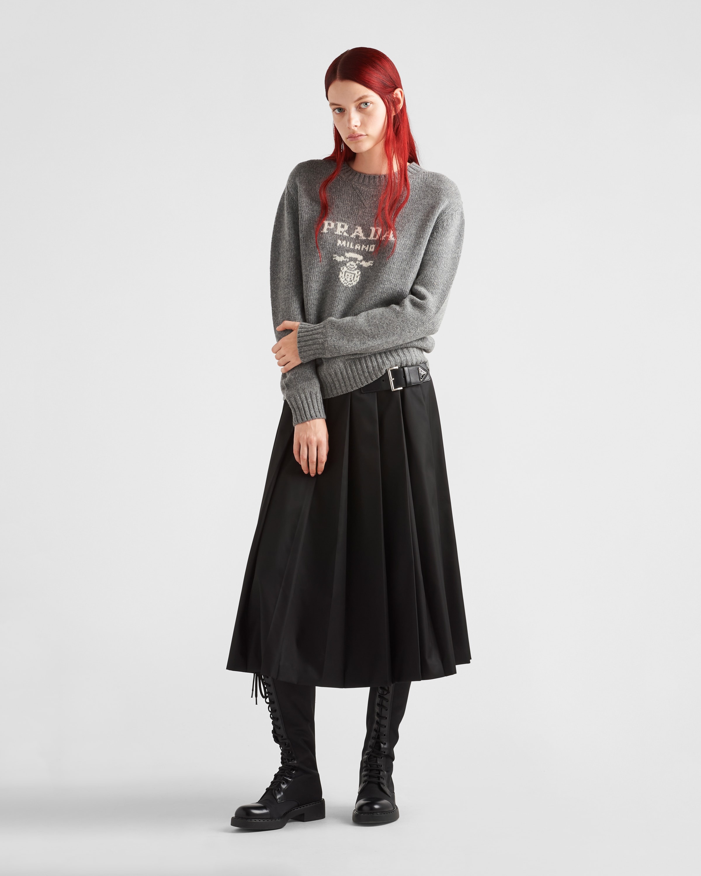 Cashmere and wool Prada logo crew-neck sweater - 2
