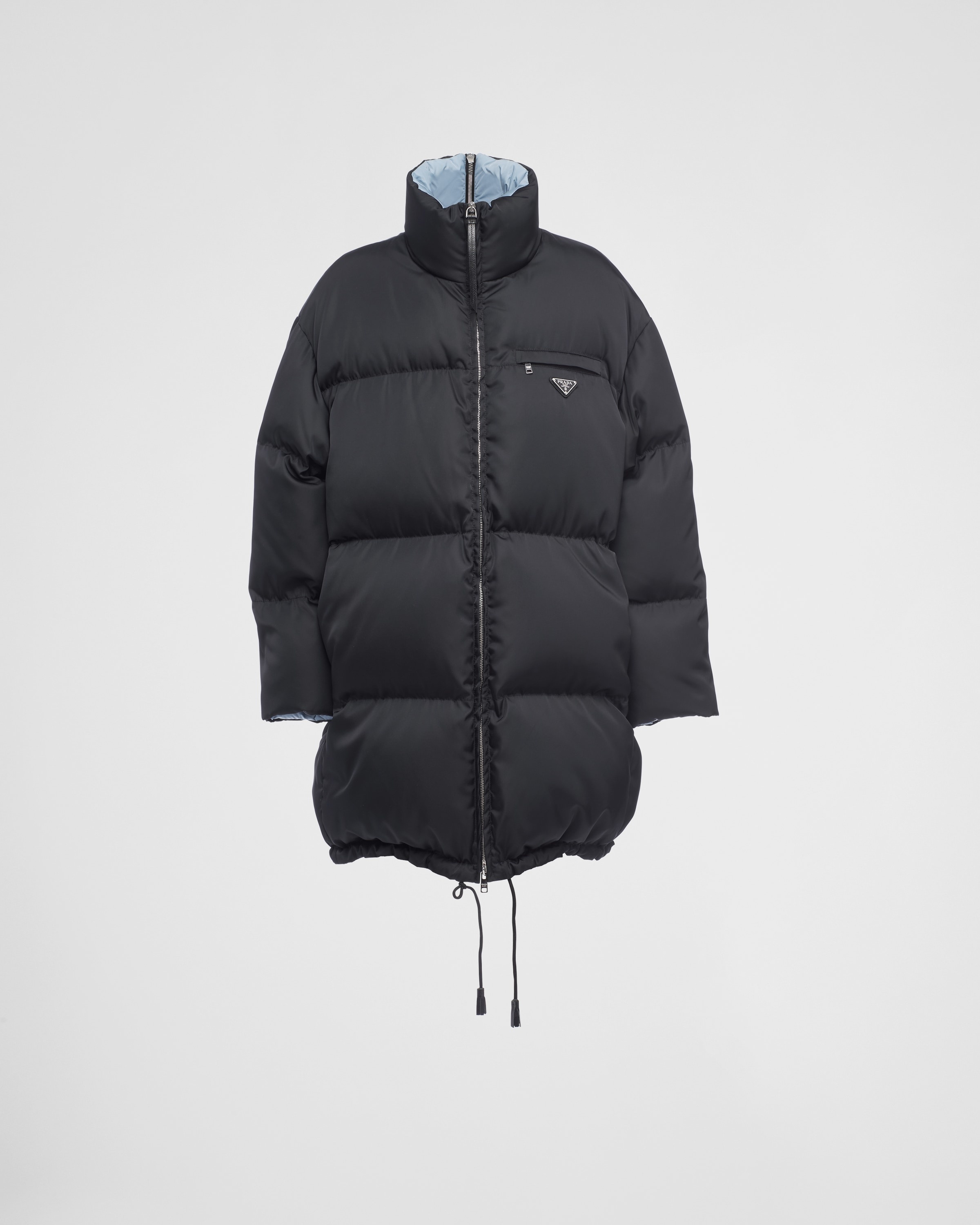 Re-Nylon Gabardine hooded down jacket