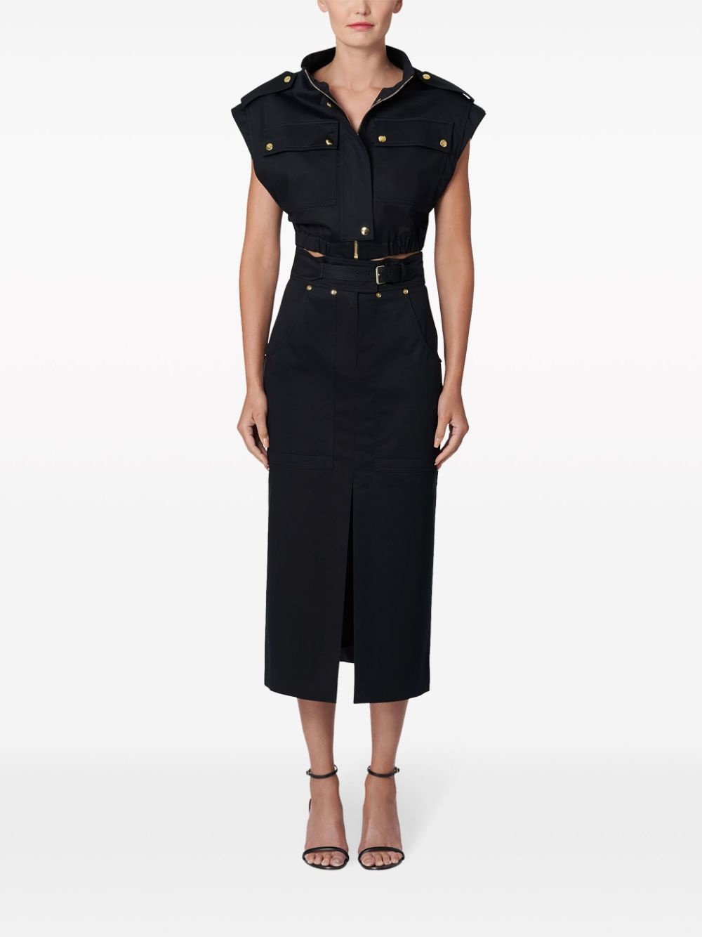 zip-up cropped cargo gilet - 2