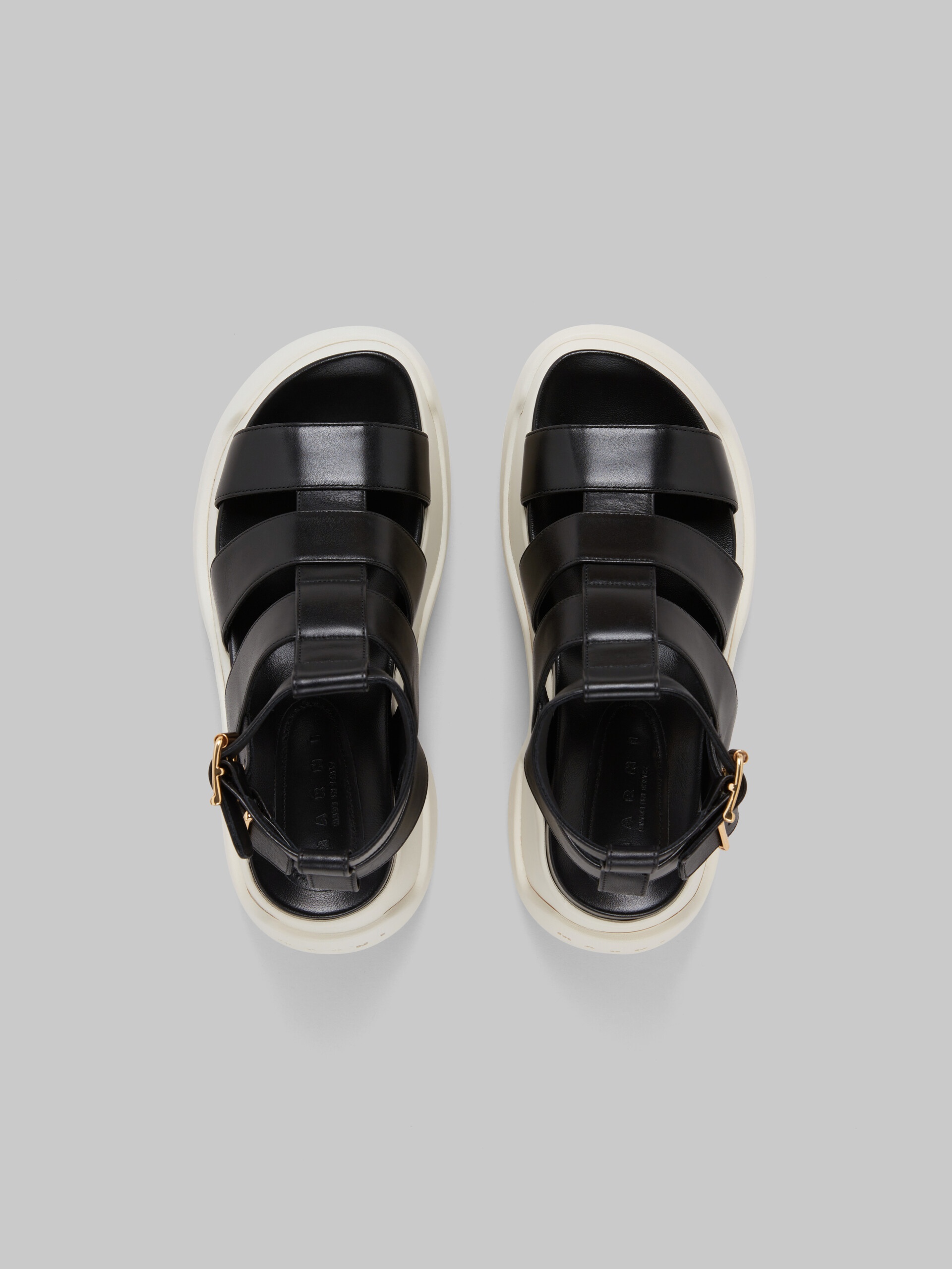 BLACK LEATHER GLADIATOR SANDAL WITH PLATFORM SOLE - 4