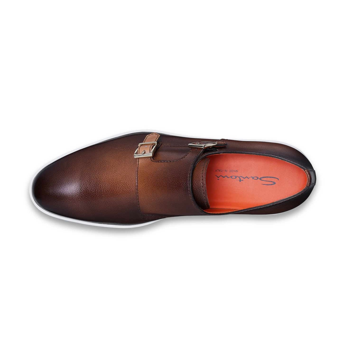 Men’s brown tumbled leather double-buckle shoe - 5