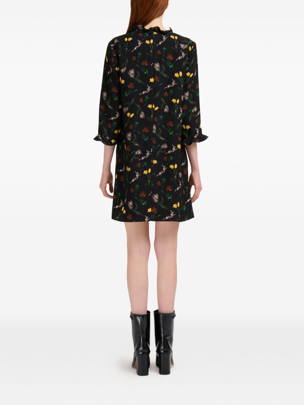 floral-print ruffled mini dress - 4