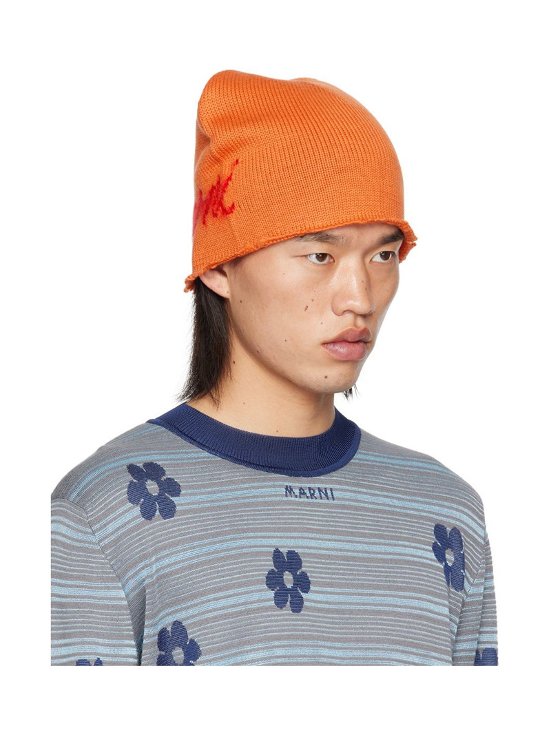 Marni Orange Mohair Logo Beanie outlook
