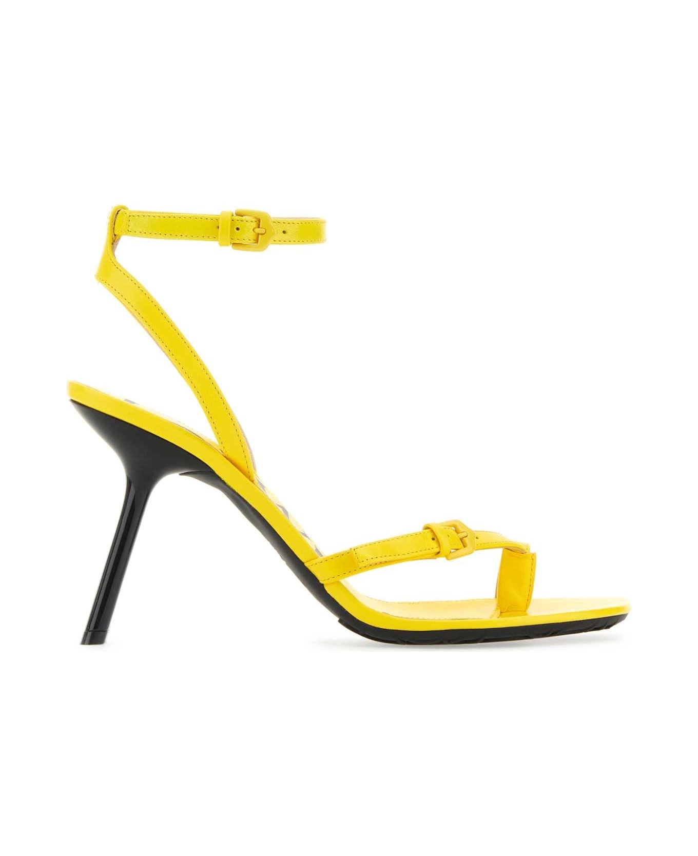 Yellow Leather Petal Sandals - 1