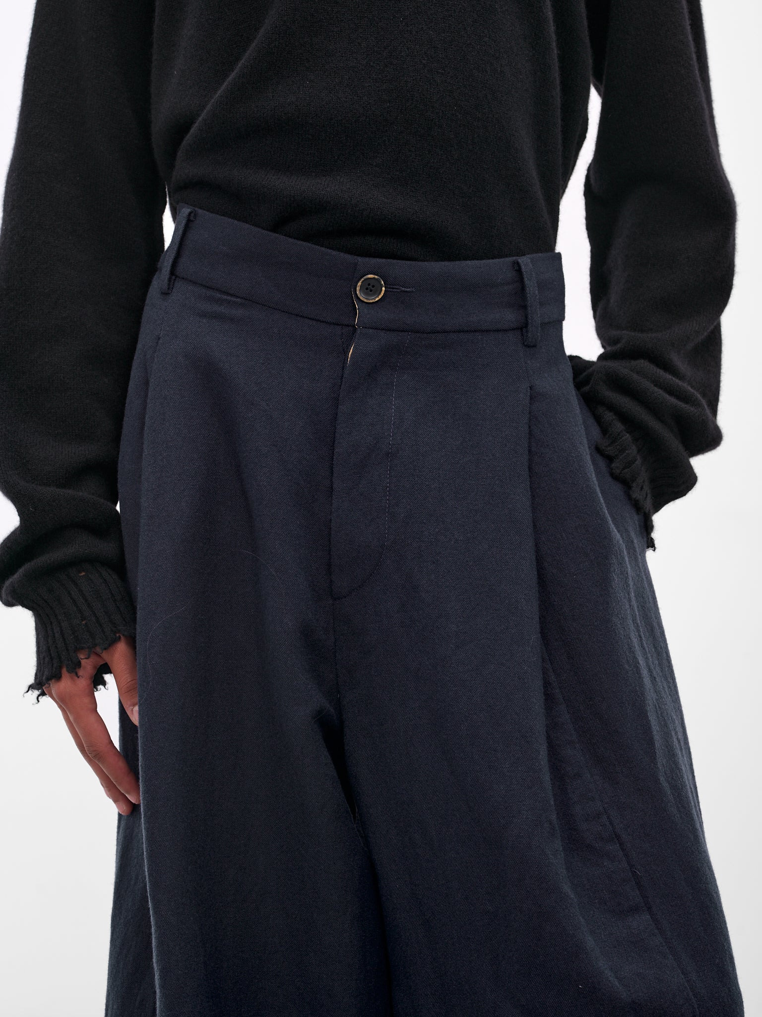 Navy Paw Wide Tailored Trousers - 4