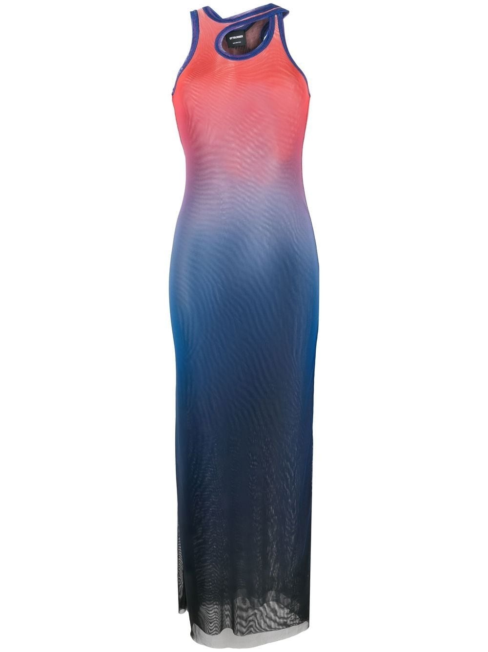 gradient-print sleeveless mesh maxi dress - 1