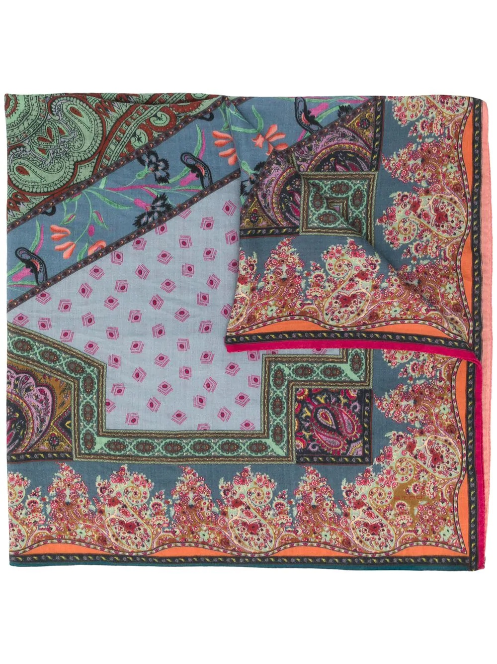 paisley silk-wool scarf - 1