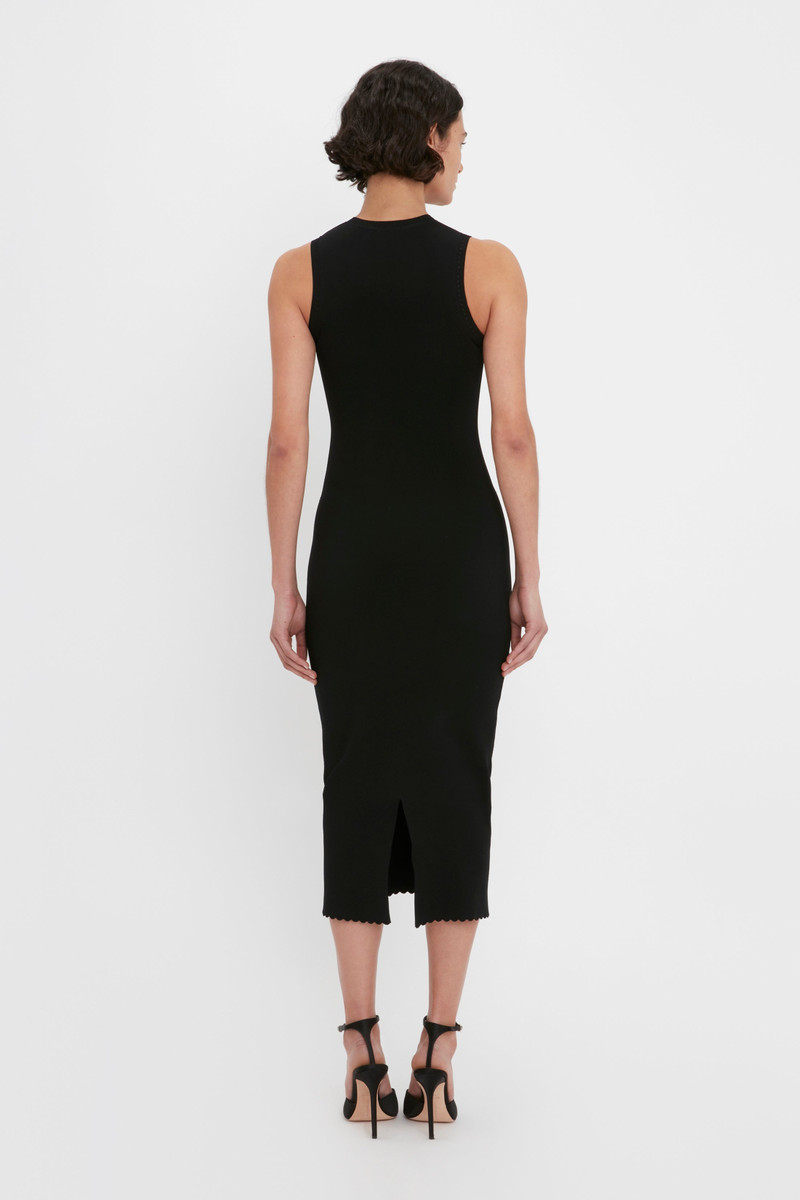 VB Body Slash Front Midi Dress In Black 4
