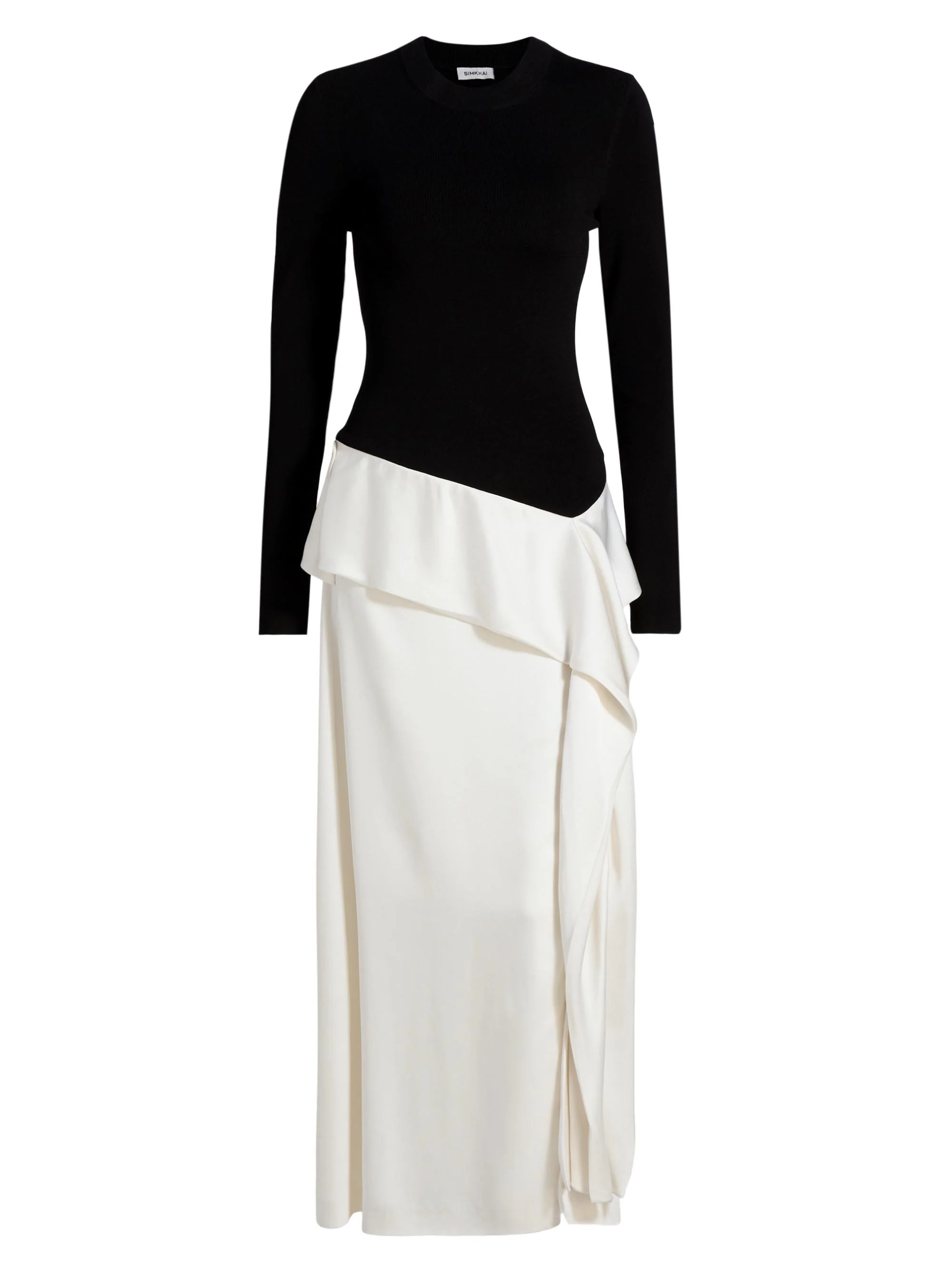 Women's Ornella Ruffle-Trim Colorblocked Midi-Dress - Black Multi - 1
