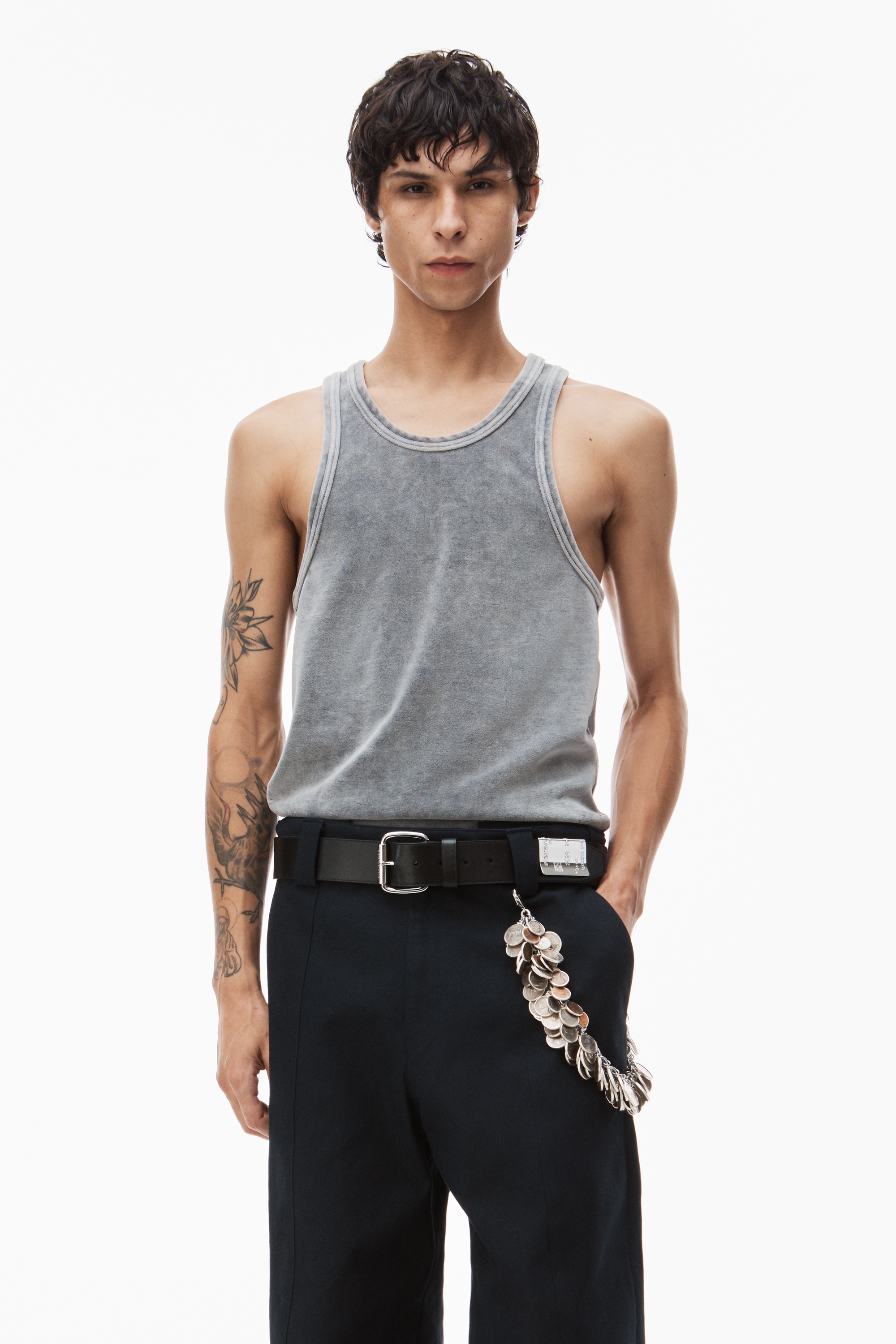 crew neck tank top in velour - 2