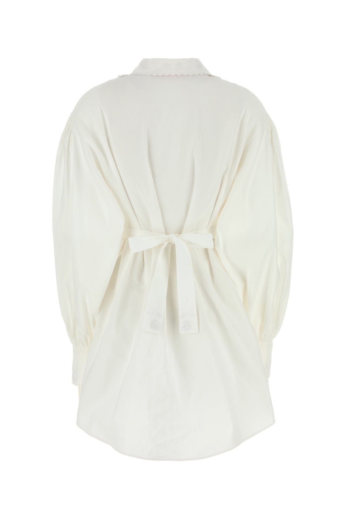 White cotton blend shirt dress - 2