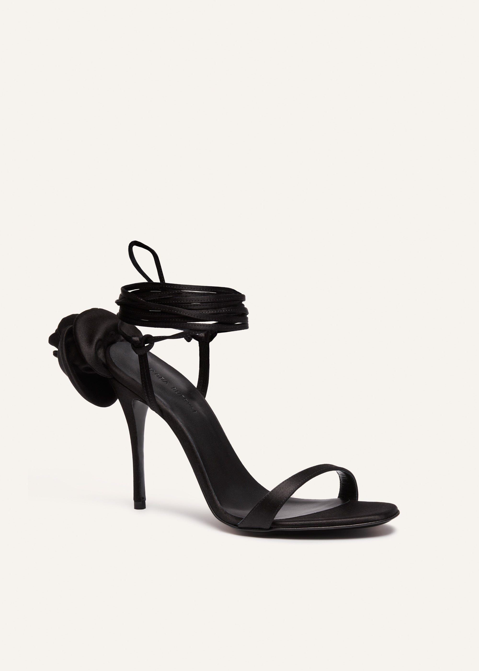 Wrap around double flower sandals in black - 4