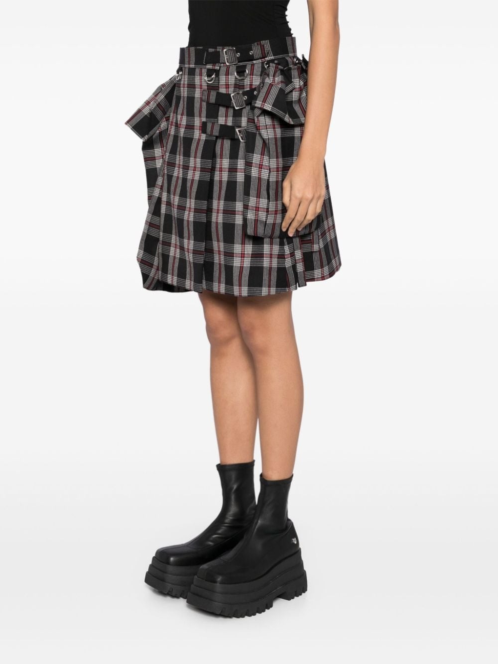 checked A-line skirt - 3