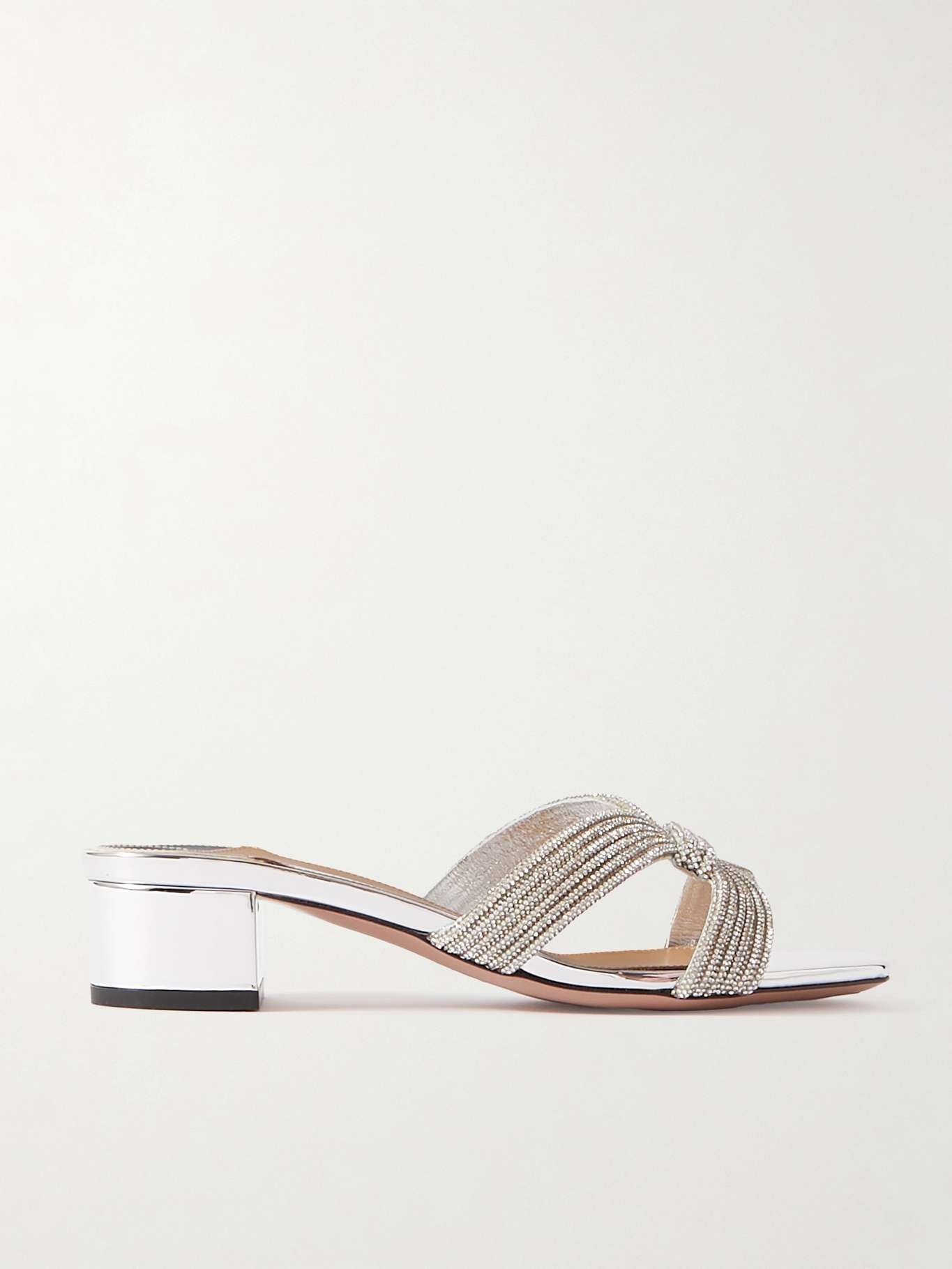 Muse 35 crystal-embellished metallic leather mules - 1