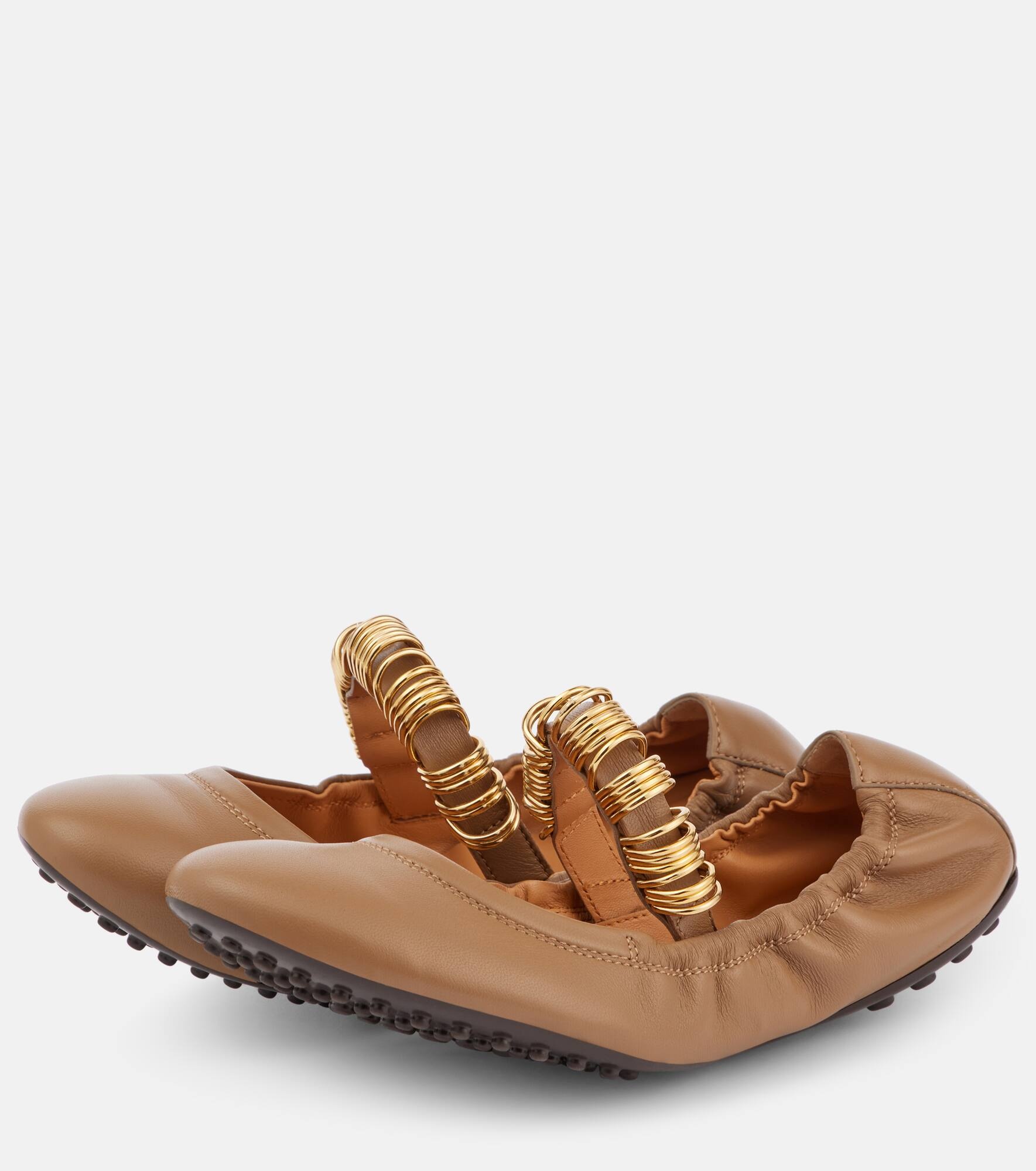 Embellished leather Mary Jane flats - 4