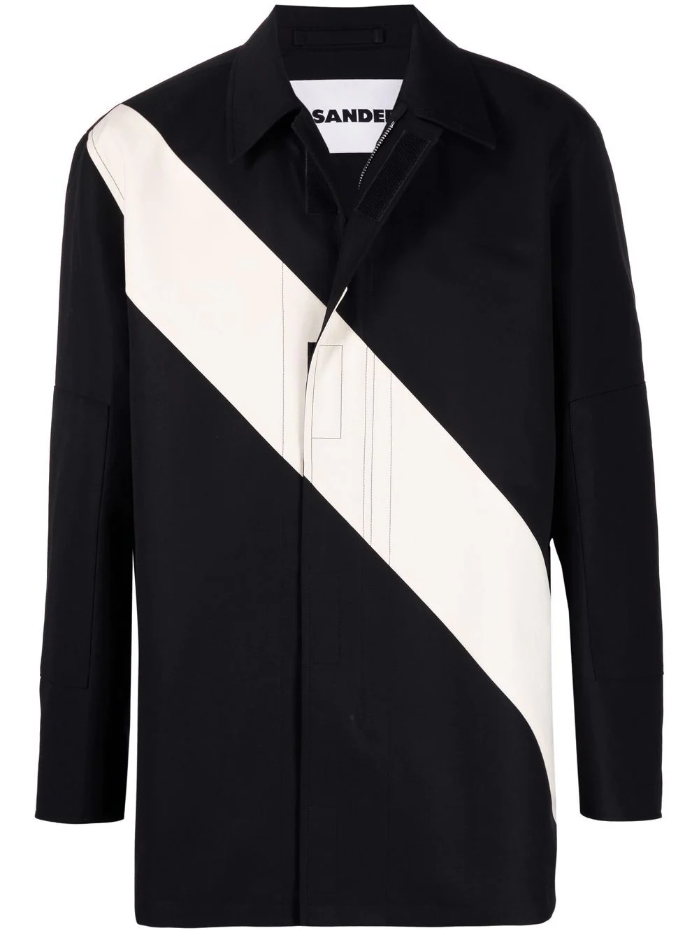 diagonal stripe zipped field jacket - 1