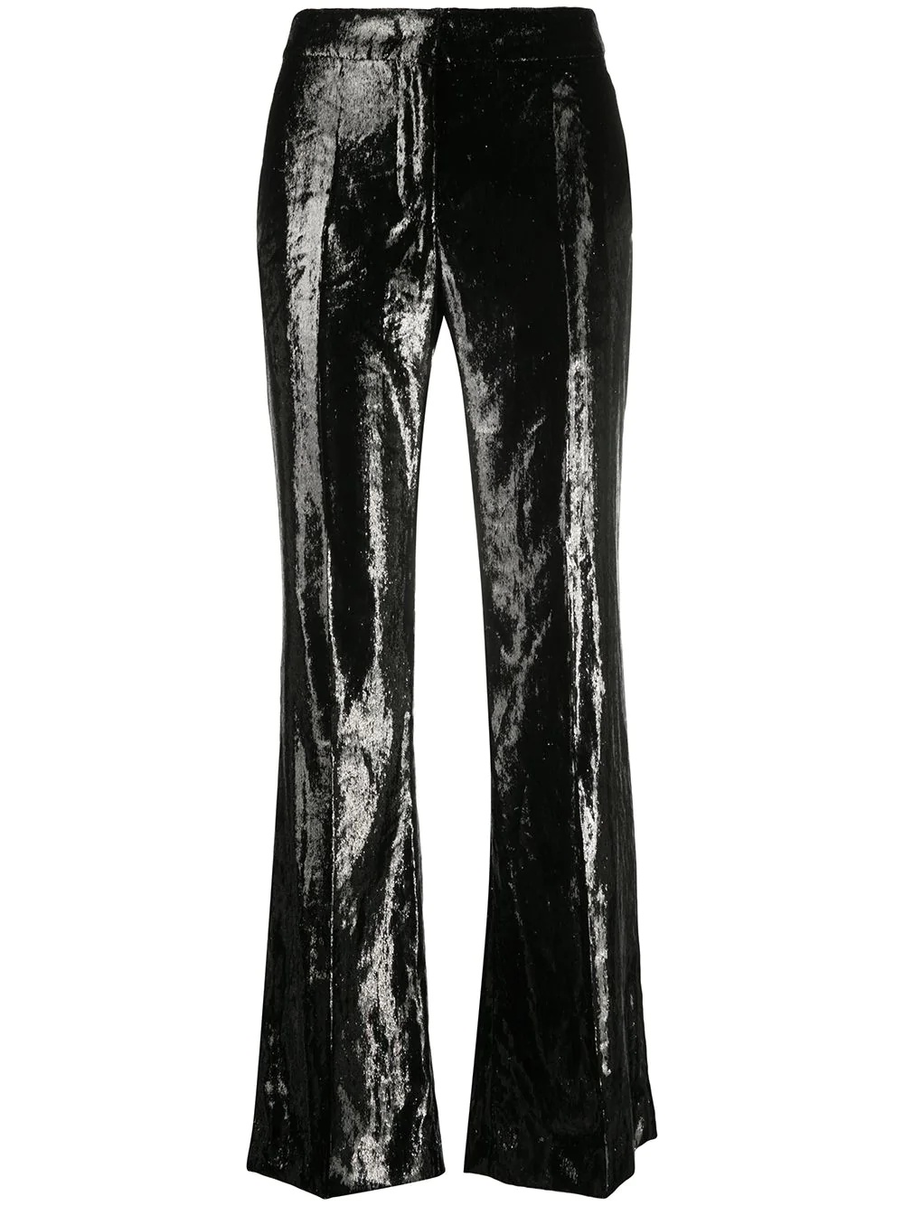 lamé-effect flared trousers - 1