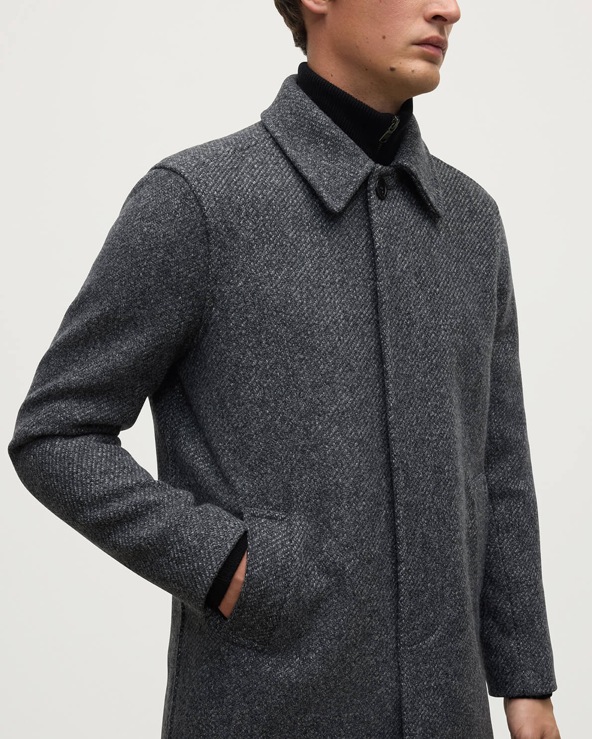 Wool Grey Car Coat - 5