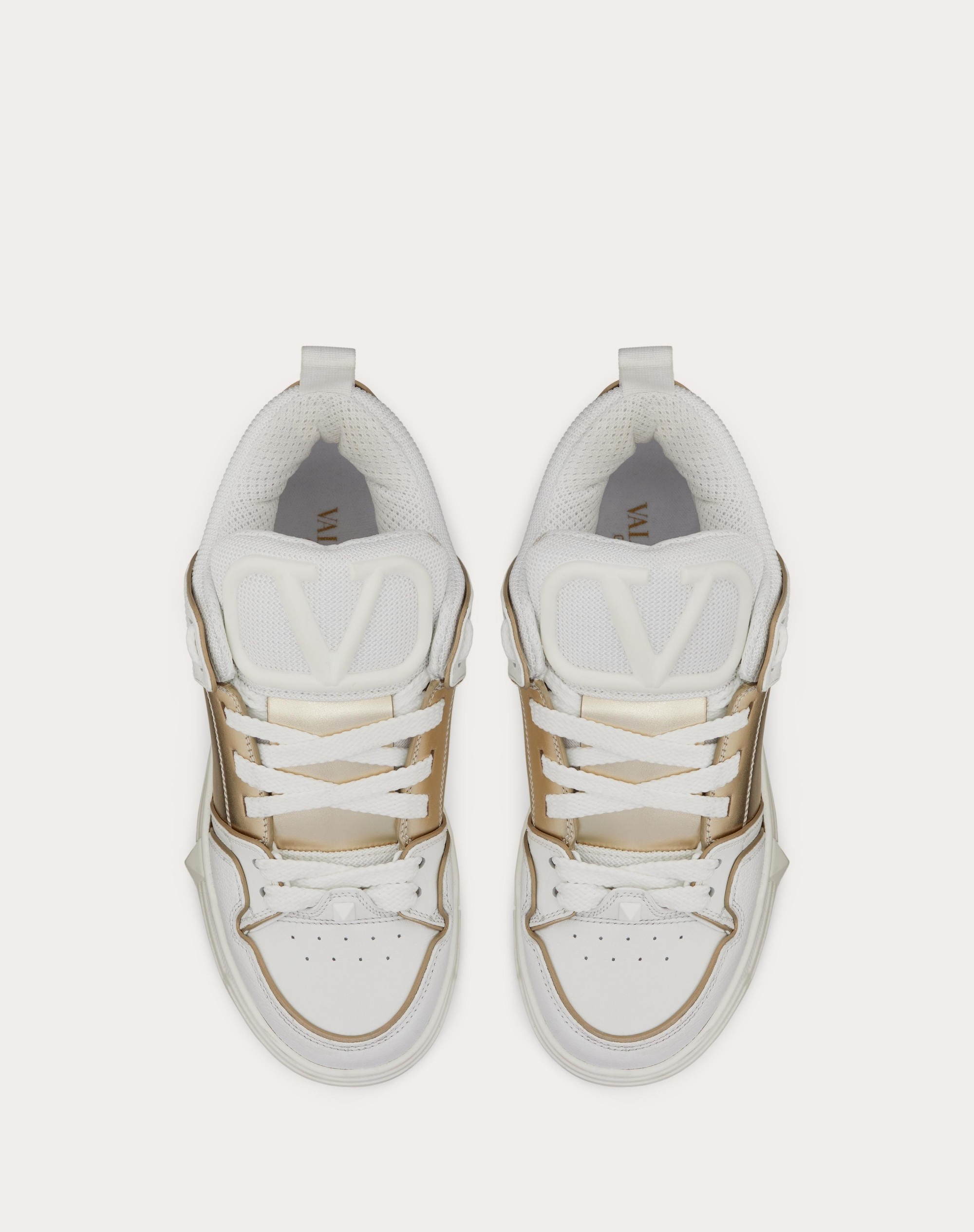 Valentino OPEN SKATE SNEAKER IN CALFSKIN WITH METALLIC BAND