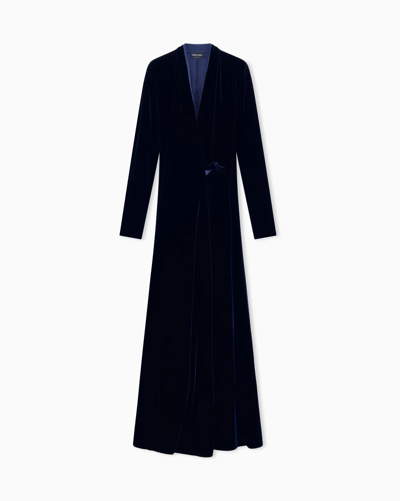 LONG WRAP DRESS IN VISCOSE AND SILK VELVET - 1