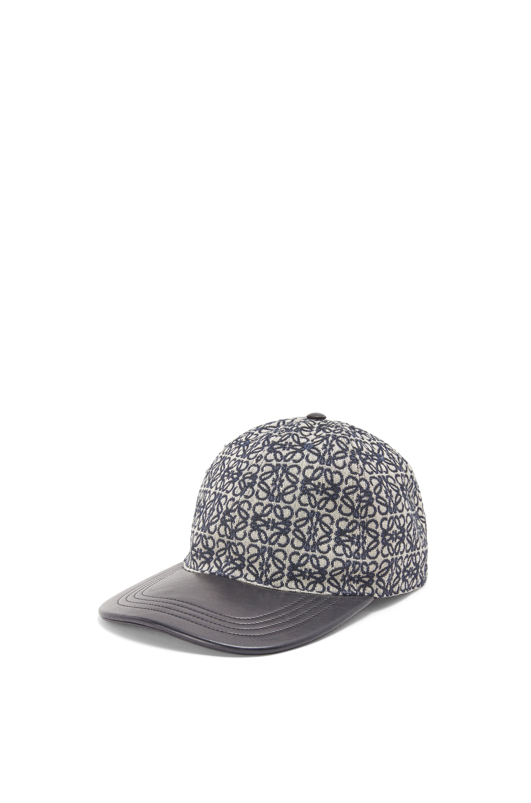 Anagram cap in jacquard and calfskin - 1