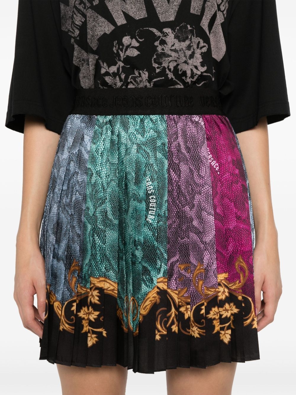 Barocco-print mini skirt - 5