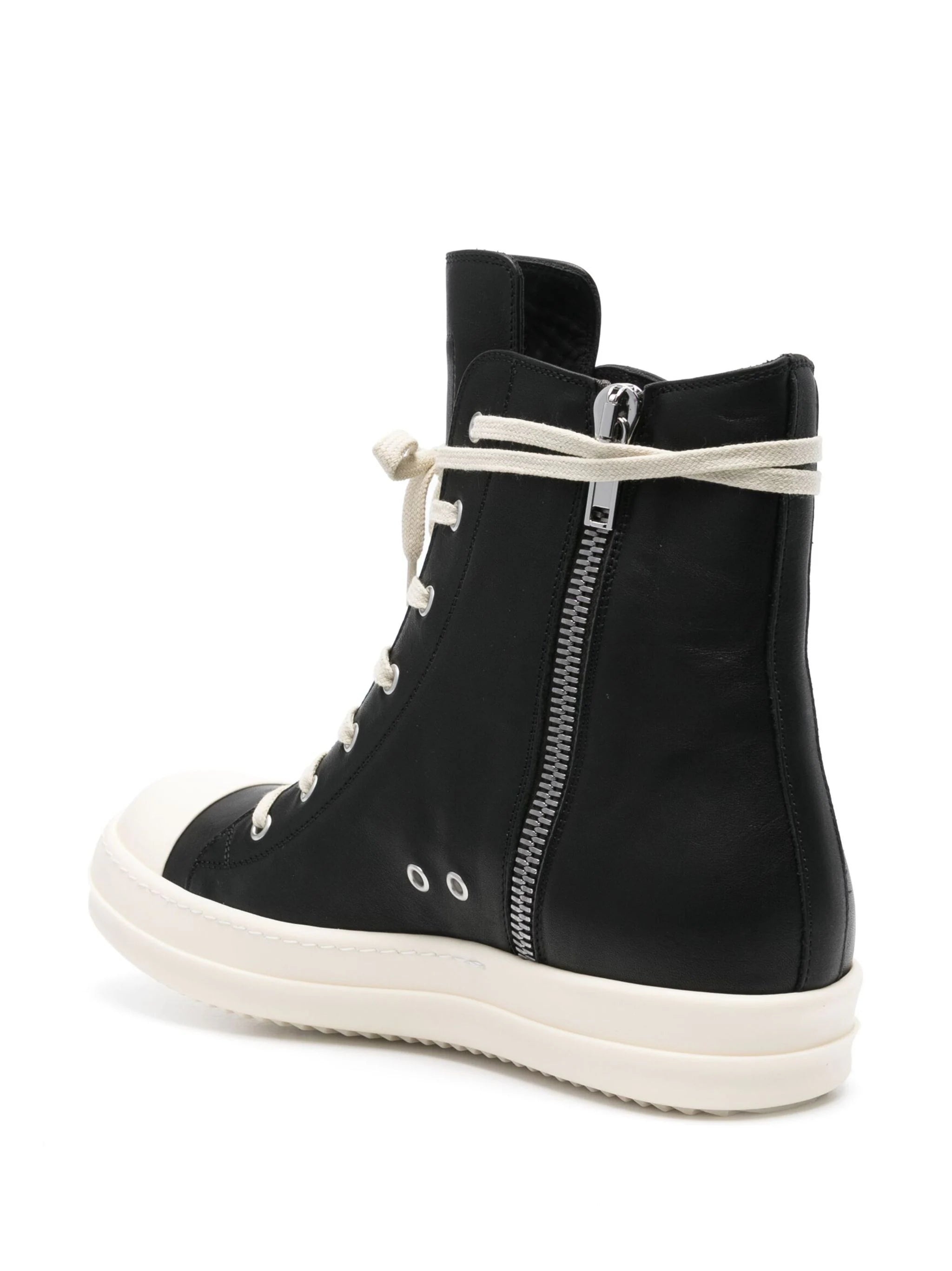 RICK OWENS Men Leather High Sneakers - 3